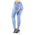 thumbnail image 1 of Fashion2Love Women's Juniors Colombian Design Butt Lift Push Up Mid Waist Skinny Jeans, 1 of 9