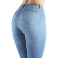thumbnail image 1 of Fashion2Love Women's Juniors/Plus Colombian Design Butt Lift Push Up Mid Waist Straight Leg Jeans, 1 of 9