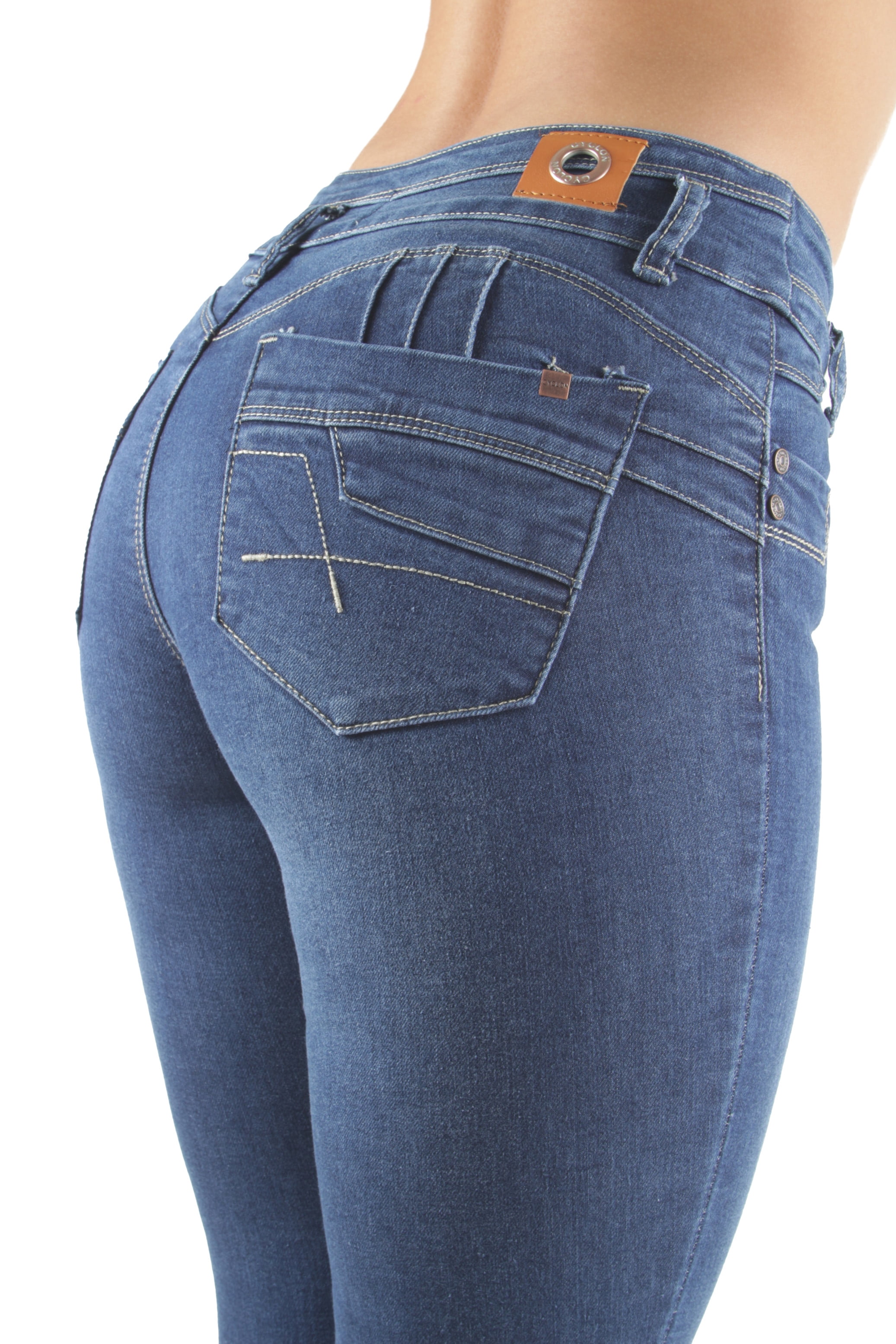 Mid Waist Push Up Skinny Jeans