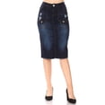 thumbnail image 1 of Fashion2Love Women's Juniors/Plus Size Calf - Length Stretch Denim Cargo Skirt, 1 of 3
