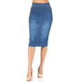 thumbnail image 1 of Fashion2Love Women's Juniors/Plus Size High Waisted Shaping Pull-On Stretch Denim Calf-Length Skirt, 1 of 6
