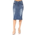 thumbnail image 1 of Fashion2Love Women's Juniors/Plus Size Ripped Middle Length Pencil Stretch Denim Skirt, 1 of 7