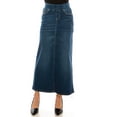 thumbnail image 1 of Fashion2Love Women's Juniors/Plus Size Stretch Denim Long Skirt with Elastic Waist and Embroidery, 1 of 5