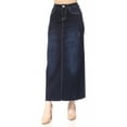 thumbnail image 1 of Fashion2Love Women's Juniors/Plus Size Stretch Denim Long Skirt with Frayed Hem, 1 of 6