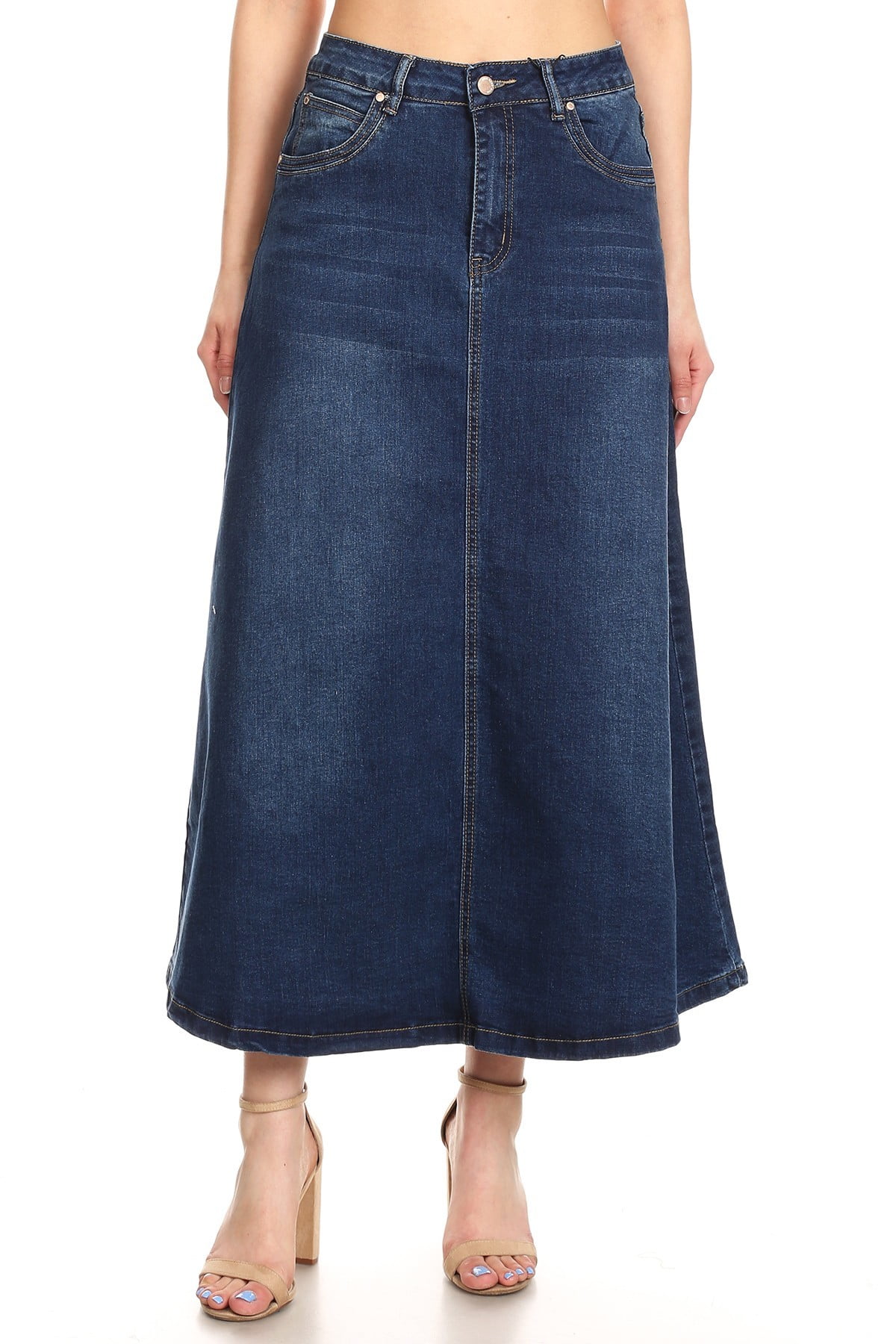 Fashion2Love Women's Plus/Junior size Mid Rise A-Line Long
