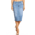 thumbnail image 1 of Fashion2Love Womens Plus/Juniors Mid Waist Below Knee Length Denim Skirt in Pencil Silhouette, 1 of 7