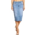 thumbnail image 1 of Fashion2Love Womens Plus/Juniors Mid Waist Below Knee Length Denim Skirt in Pencil Silhouette, 1 of 7
