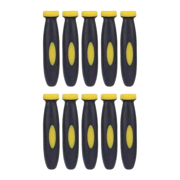 FashionCha 10 Pieces Rubber File Handles Comfortable Practical Hand Tools Handles for Metal Yellow