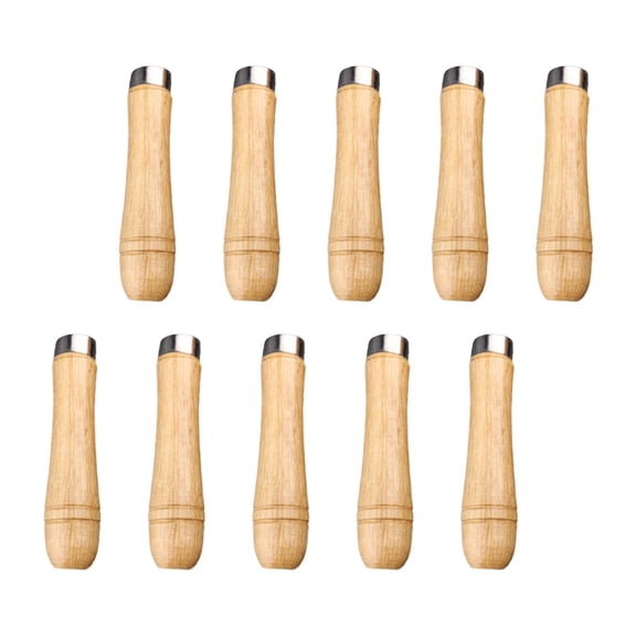 FashionCha 10 Pieces Wooden File Handle Wood Rasp Accessories Hand Tool Replacement File Cutting Tool Strong Wooden Construction with Metal Ring Suitable for Car small