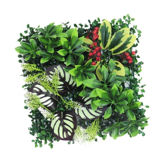 FashionCha 25x25cm Artifical Grass Panel Wall Backdrop Plastic Green Leaves Wall Decoration Style H