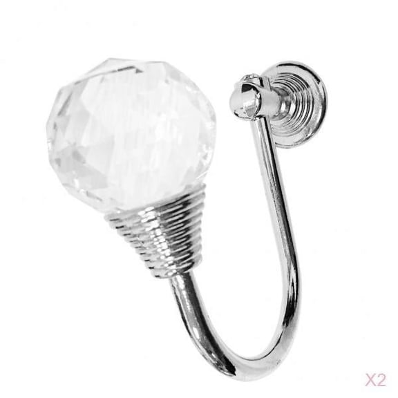 FashionCha 2Pcs Zinc Alloy Crystal Curtain Hold Back Tie Back Wall Hook Diamante Holder