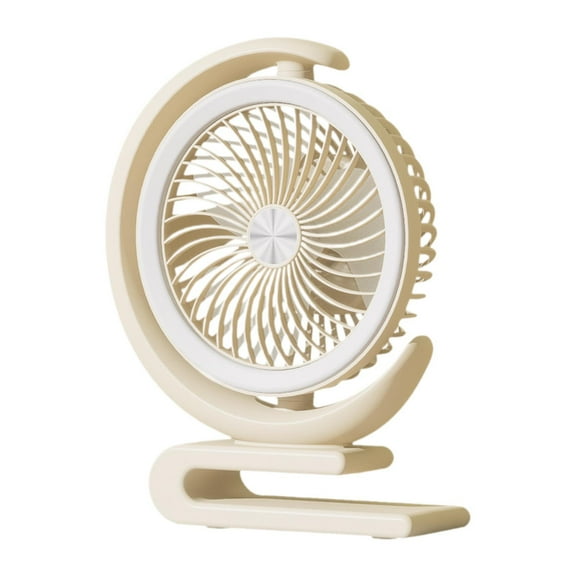 FashionCha 3 Speed Desk Fan Comfortable Table Fan with Night Light USB Charging 360 degree Beige