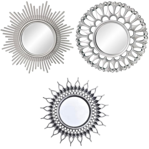 FashionCha 3pcs Modern Wall Hanging Mirror Decorative Small Round Dressing Mirrors Bathroom