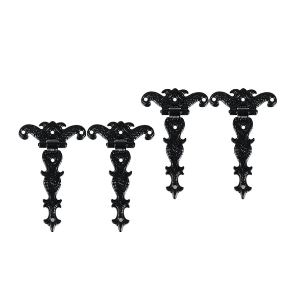 FashionCha 4Pcs Vintage Hinges, Decorative Hardware for Living Room Bedroom Cupboard Door Black