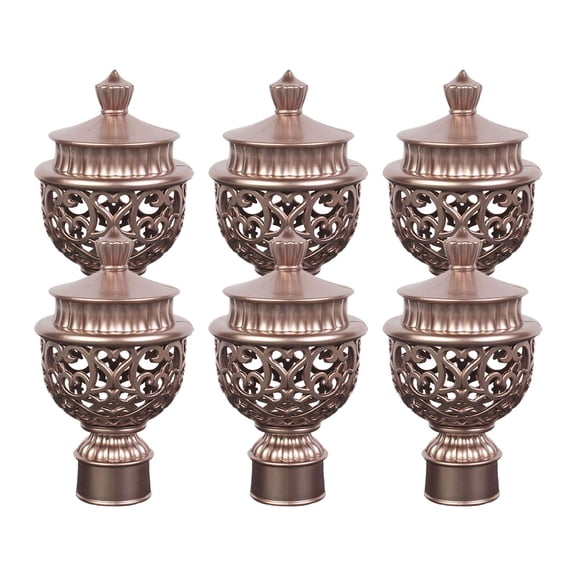 FashionCha 6 Pieces Curtain Rod End Cap Drapery Rail Pole Heads Fittings Vintage Decorative Rose Gold