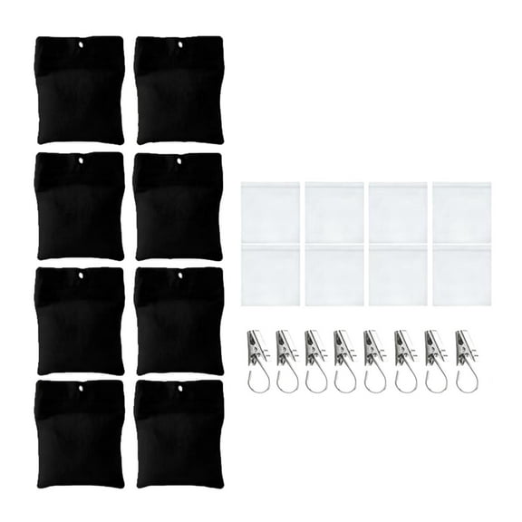 FashionCha 8 Pieces Outdoor Curtain Weights Heavy Duty Multi Functional with Clamps Curtain Black