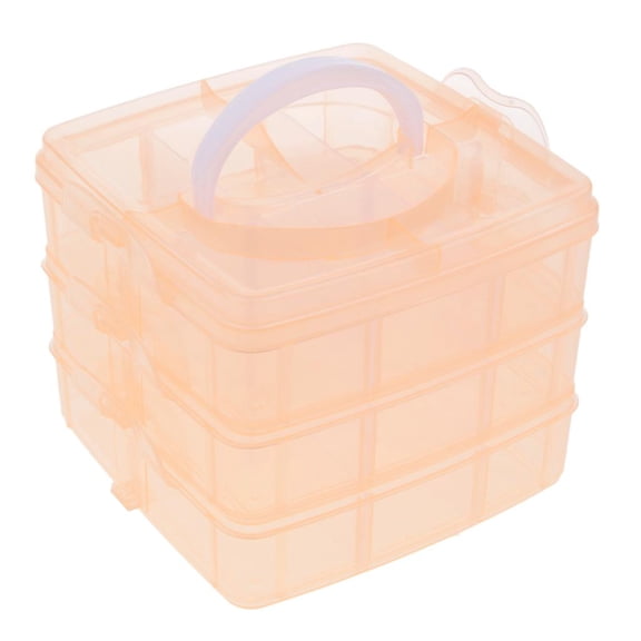 FashionCha Adjustable Clear Plastic 18-Grid Jewelry Organizer Removable Divider Storage Box Orange
