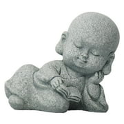 FashionCha Adorable Buddha Statue Crafts Chinese Figure Monk Buddha Statue Baby Monk Buddha Statue Monk Figurine for Yoga Car Home Garden Decoration Reading Book