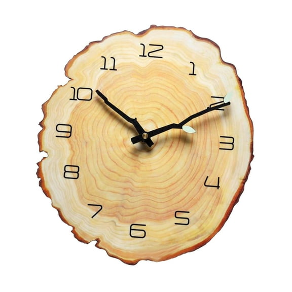 FashionCha Annual Ring Wall Clock Arabic Numerals Indoor Outdoor Clock Wood Grain Clock for