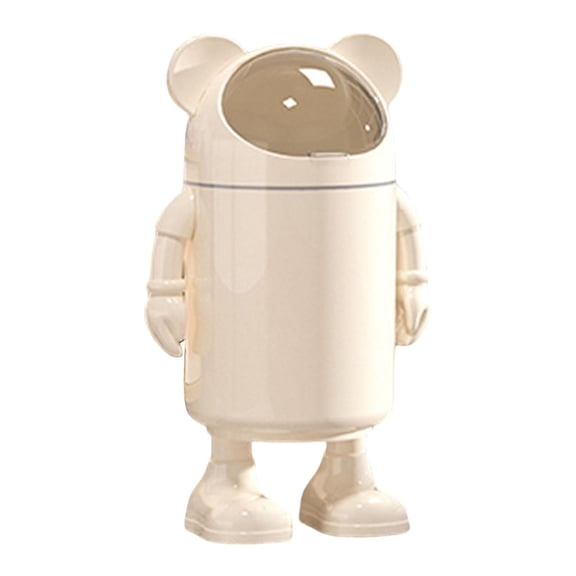 FashionCha Bathroom Trash Can Cartoon Bear Paper Basket for Sunroom Laundry Restaurants beige clear lid