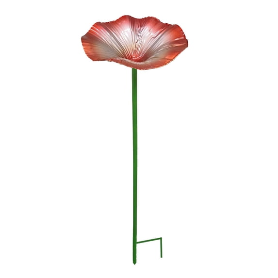 FashionCha Bird Bath Birdfeeder with Stand Morning Shape Iron Standing Bird Feeder Feeding red