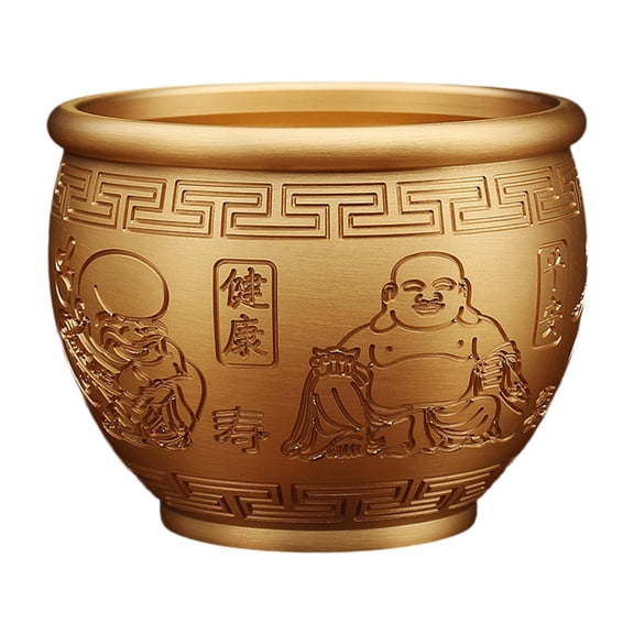 FashionCha Brass Cornucopia Bowl Feng Shui Decor with Blessing Characters Centerpiece Table