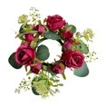thumbnail image 1 of FashionCha Candle Ring Candleholder Table Centerpiece Candlestick Holder Artificial Flowers Red, 1 of 9