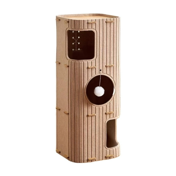FashionCha Cat House Cat Climbing Tree Condo Enclosed Hut Scratch Resistant Hideout Shelter 3 Tiers