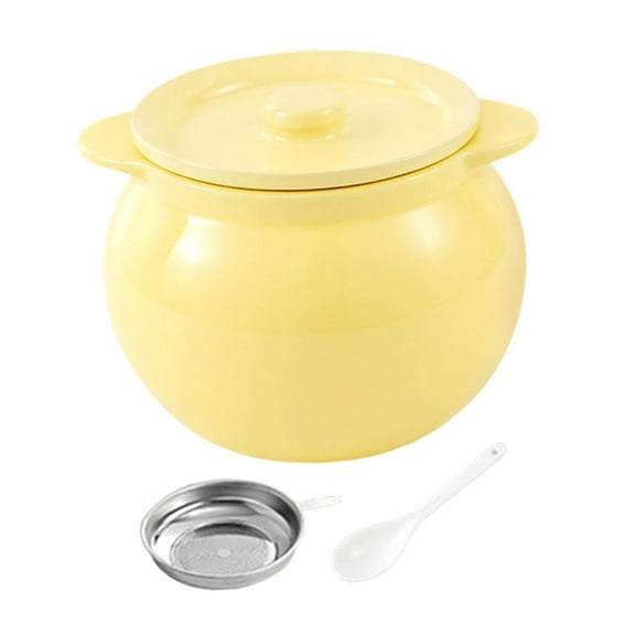 FashionCha Ceramic Bacon Grease Container Counter Organizer Home Frying Oil Storage Can 800ml Yellow