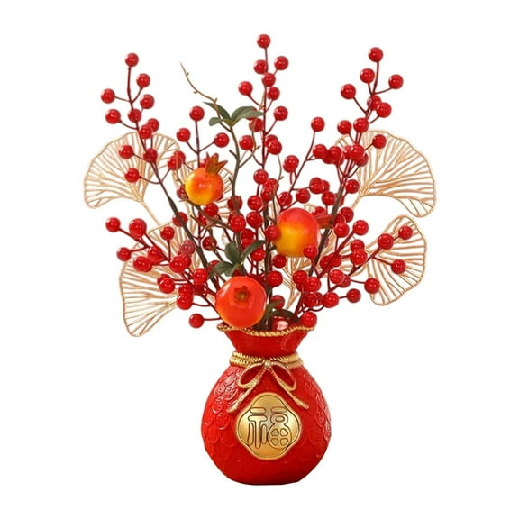 FashionCha Chinese Lunar New Year Decoration Tabletop Ornament Table Centerpiece Artificial Style D