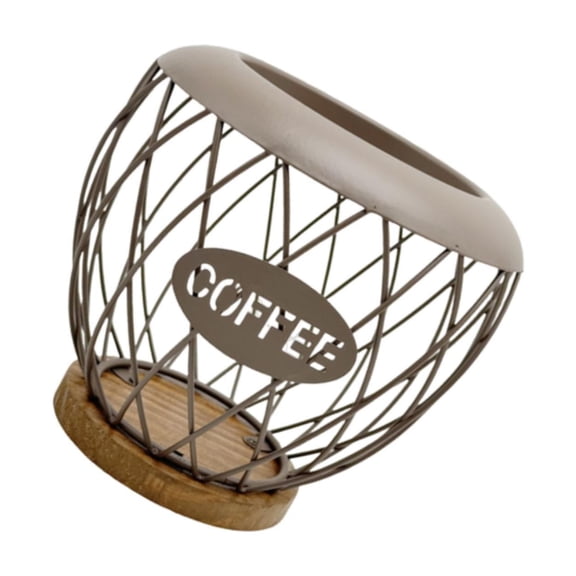 FashionCha Coffee Pod Holder Coffee Capsule Cage Metal Organizer for Home Hotel Kitchen brown