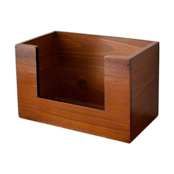 FashionCha Cosmetic Organizer Makeup Storage Box Rustic Storage Bin Versatile Wood Skincare 25cmx14cmx15.5cm