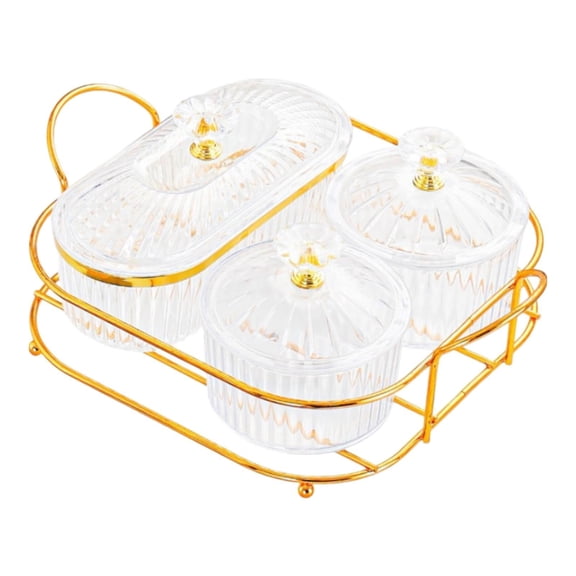 FashionCha Dried Fruit Plate Covered Candy Jar Nordic Multifunctional Appetizer Plate Spice Clear M