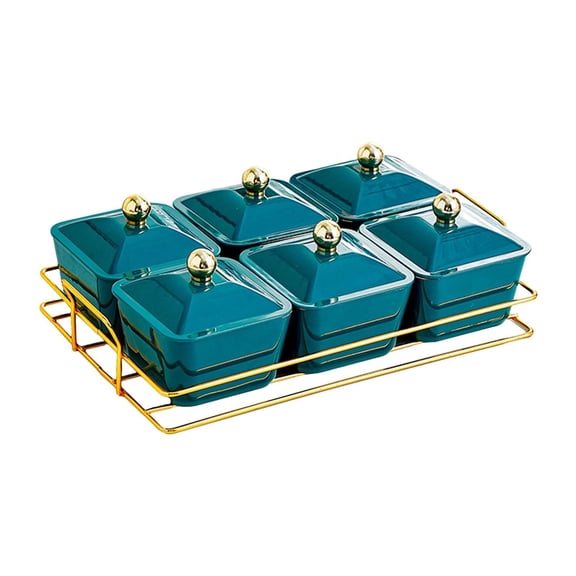 FashionCha Dried Fruit Tray Dustproof with Storage Holder Multipurpose with Cover Appetizer 6 Grid