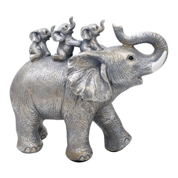 FashionCha Elephant Statue Animal Sculpture Modern Collectible Tabletop Ornament Decorative Silver