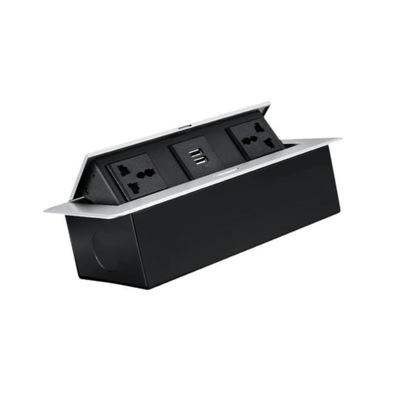 FashionCha Embedded Power Strip Hidden Outlet Socket Table Office Countertop Computer Table Silver