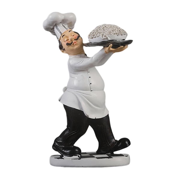 FashionCha French Chef Figurine Kitchen Ornament Resin Cook Statue Sculpture Home Bar Decor Noodles