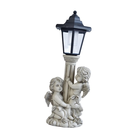 FashionCha Garden Child Statue Solar Post Lamp Lawn Ornament Solar Powered Adorable Outdoor