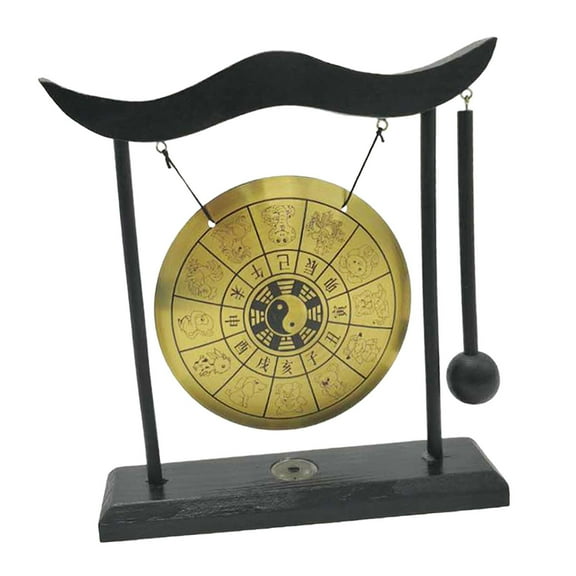 FashionCha Gong Ornament Brass Desktop Gong Feng Shui Wind Chimes Desk Bell Gongs Bells for Style A