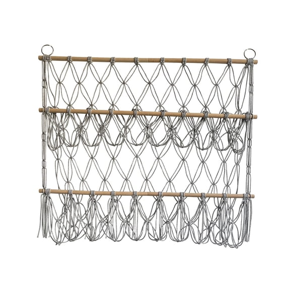 FashionCha Hand-Woven Stuffed Animal Storage Hammock, Soft Mesh Macrame Stuffed Toy Holder, gray