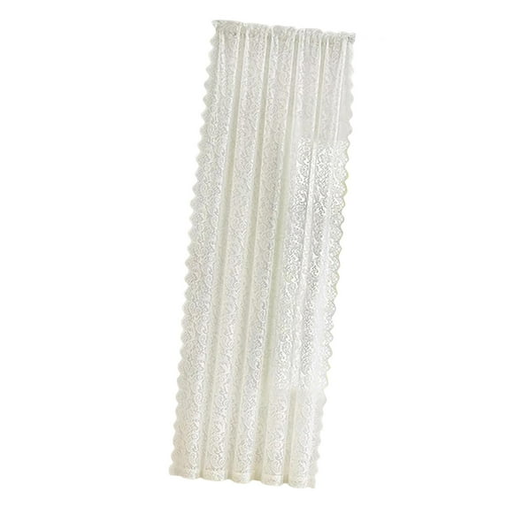 FashionCha Lace Curtain Rod Pocket Rustic Stylish Drapery Window Screening Draperies Floral white 150x200cm