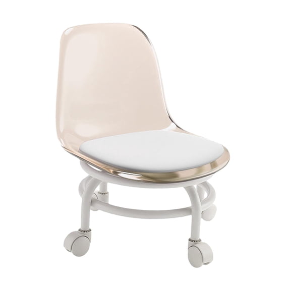 FashionCha Low Rolling Stool and Backrest with Wheels Movable Mini Stool Swivel Chair Stool Brown