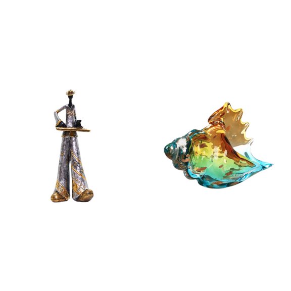 FashionCha Musician Statue Figurine Character Model Glass Conch Ornament Collectible Sculpture Resin And Glass Artistic Decor Suitable for Living Room Office Gif