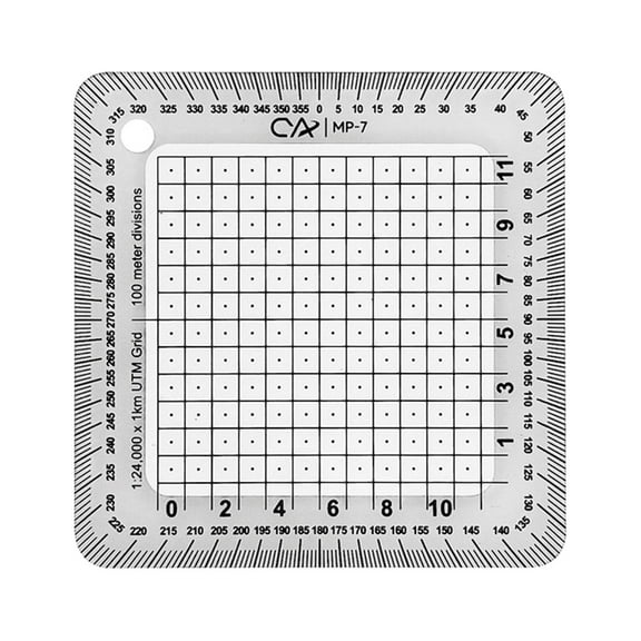 FashionCha Pocket Grid 1Piece 1:24,000 Scale Degrees Transparent Measuring Tool Acrylic Map