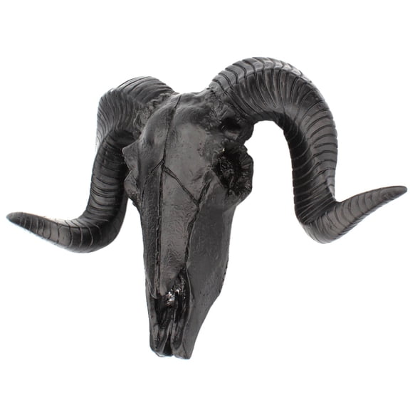 FashionCha Sheep Skull Head Art Sculpture Wall Decoration, 3D Curled Horns Art Statue Decor, Faux Taxidermy Wall Figurines, Home Decor for Living Room