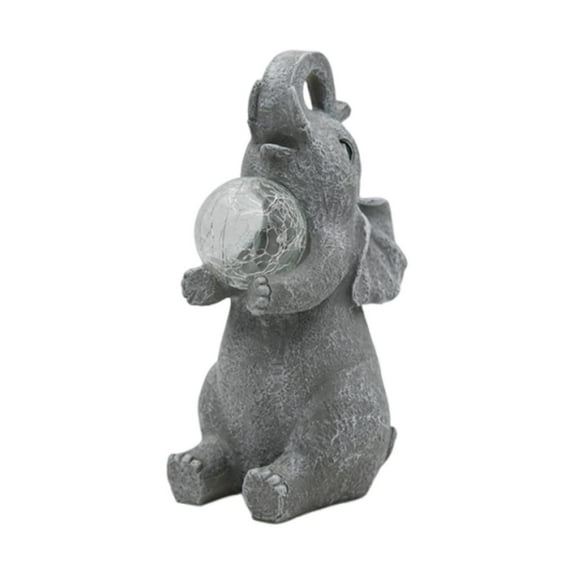 FashionCha Solar Outdoor Elephant Statue Garden Decor Ornament Outside Garden Sculpture for Child Elephant