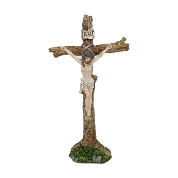 FashionCha Standing Crucifix Sculpture Easter Decor Collection Prayer Jesus Cross Figurine,