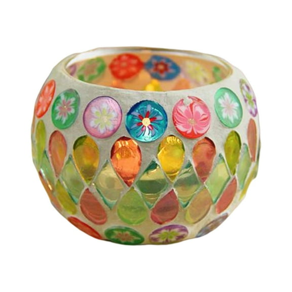 FashionCha Tealight Holders Candlesticks Collectible Romantic Glass Candle Holders Mosaic Glass Candle Jar for Restaurant Festival Bar Wedding Decoration
