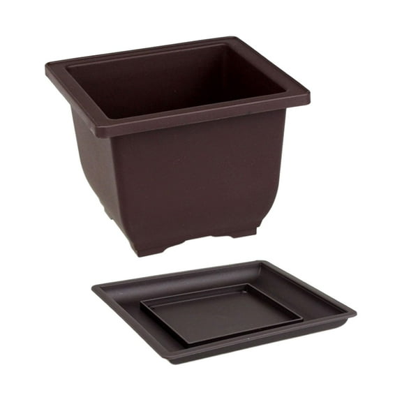 FashionCha Training Pots with Tray Flowerpots Bonsai Training Pots Plant Container Portable Square Deep S