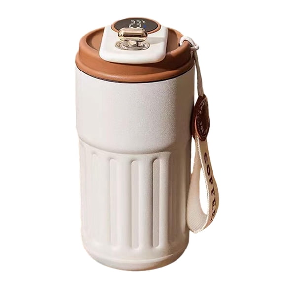 FashionCha Travel Coffee Mug, Coffee Cup, Stainless Steel, Drinkware, Thermal Flask, Reusable, 450ml, Coffee Mug for Hot, Cold Water And Drinks White Coffee